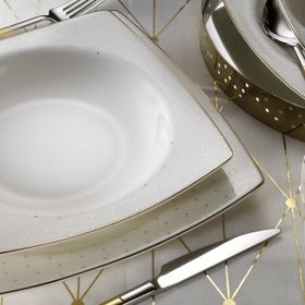 Kütahya 1075021 62 Parça Altın Bone Mare Yemek Takımı