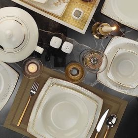 Kütahya Porselen 1175021 Bone Mare Altın 62 Parça Yemek Takımı