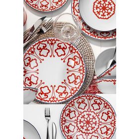 Kütahya Porselen 596617 Desen 24 Parça Yemek Seti Kırmızı