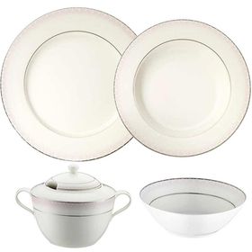 Kütahya Porselen 92914 Bone Kalipso 62 Parça Desenli Yemek Takımı
