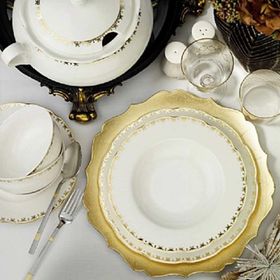 Kütahya Porselen 9439 Bone Olympos 62 Parça Desenli Yemek Takımı