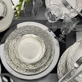 Kütahya Porselen 9624 Bone Kalipso 62 Parça Desenli Yemek Takımı