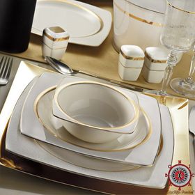Kütahya Porselen 9675 Bone Mare 62 Parça Desenli Yemek Takımı