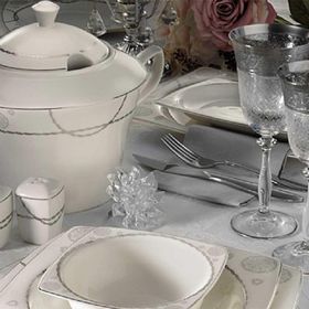 Kütahya Porselen 9676 Bone Mare 62 Parça Desenli Yemek Takımı