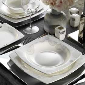 Kütahya Porselen 9850 Bone Mare 30 Parça Desenli Yemek Takımı