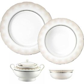 Kütahya Porselen Bone 9282 Olympos 62 Parça Desenli Yemek Takımı
