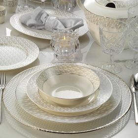 Kütahya Porselen Bone Kalipso 1138520 Platin Desenli 62 Parça Yemek Takımı