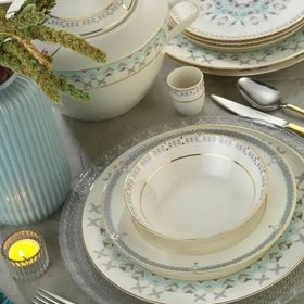 Kütahya Porselen Bone Kalipso 11403 Desenli 62 Parça Yemek Takımı