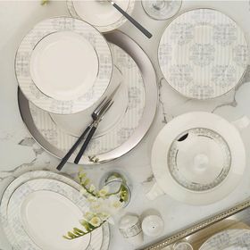 Kütahya Porselen Bone Kalipso 62 Parça 1138621 Desenli Yemek Takımı