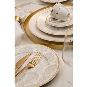 Kütahya Porselen Bone Kalipso Damask 68 Parça 12 Kişilik Yemek Takımı