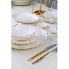 Kütahya Porselen Bone Luz Altın 32 Parça 6 Kişilik Form Yemek Takımı