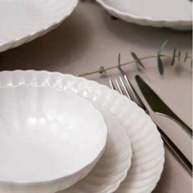 Kütahya Porselen Bone Luz Beyaz 24 Parça 6 Kişilik Form Yemek Takımı