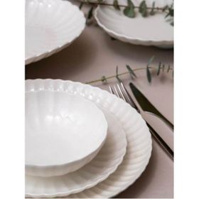Kütahya Porselen Bone Luz Beyaz 24 Parça 6 Kişilik Form Yemek Takımı