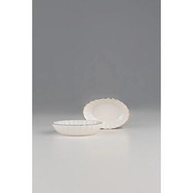 Kütahya Porselen Bone Luz Form 2 Parça 15 cm Altın File Oval Kase