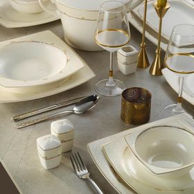 Kütahya Porselen Bone Mare 1074820 62 Parça Altın Yemek Takımı