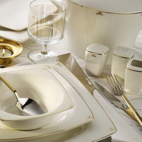 Kütahya Porselen Bone Mare 1074820 62 Parça Altın Yemek Takımı