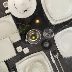 Kütahya Porselen Bone Mare 62 Parça Platin 1175020 Yemek Takımı