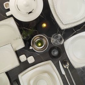 Kütahya Porselen Bone Mare 62 Parça Platin 1175020 Yemek Takımı