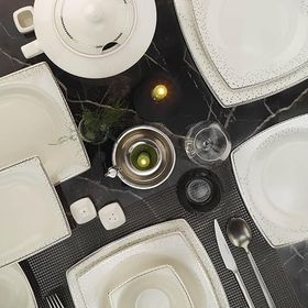 Kütahya Porselen Bone Mare 62 Parça Platin 1175020 Yemek Takımı