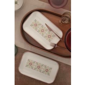 Kütahya Porselen Bone Minas Goblen 2 Parça 32x20 cm Kayık Tabak