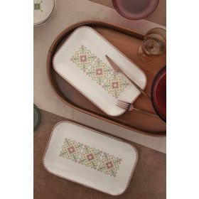 Kütahya Porselen Bone Minas Goblen 2 Parça 32x20 cm Kayık Tabak