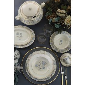 Kütahya Porselen Bone Olympos 68 Parça Desenli Yemek Takımı