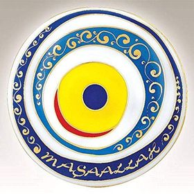 Kütahya Porselen Elde Yapım Nazar Boncuklu Tabak