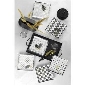Kütahya Porselen Golden Leaf 6 Parça 19 cm Kare Pasta Takımı