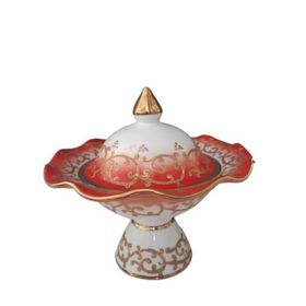 Kütahya Porselen Hanedan 22 cm Dekor No:3678 Kırmızı Şekerlik