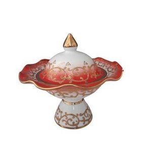 Kütahya Porselen Hanedan 22 cm Dekor No:3678 Kırmızı Şekerlik