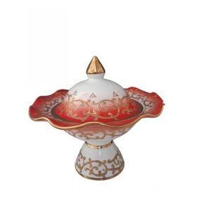 Kütahya Porselen Hanedan 22 cm Dekor No:3678 Kırmızı Şekerlik