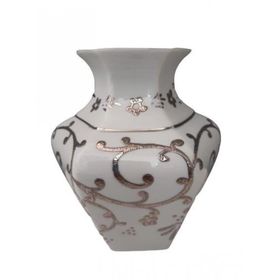 Kütahya Porselen Köşeli 15 cm Dekor No:3678 Platin Vazo