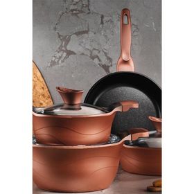 Kütahya Porselen Lidya Granit Efekt Rose Gold 7 Parça Tencere Seti