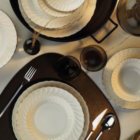 Kütahya Porselen Lilyum Platin Fileli 24 Parça Yemek Takımı