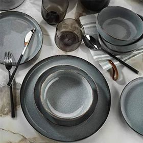 Kütahya Porselen Pearl Moderna 24 Parça Mavi Yemek Seti