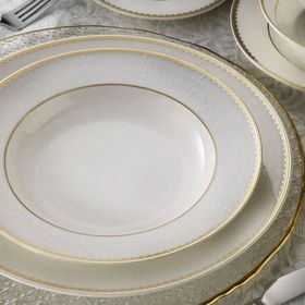 Kütahya Porselen Porselen Bone Kalipso Altın 12 Kişilik 62 Parça Yemek Takımı