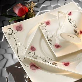 Kütahya Porselen Square Bone 84 Parça 65104 Desenli Yemek Takımı