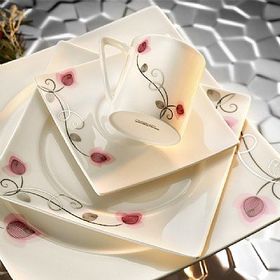 Kütahya Porselen Square Bone 84 Parça 65104 Desenli Yemek Takımı
