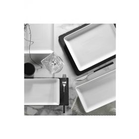 Kütahya Porselen Tan 18x13 cm 6'lı Dikdörtgen Pasta Sunum Servis Tabağı