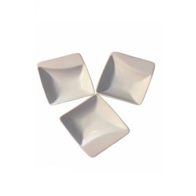 Kütahya Porselen Tavola 7 cm Mini Kare Kaşık 3'lü Sosluk Reçellik Kahvaltı Tabağı