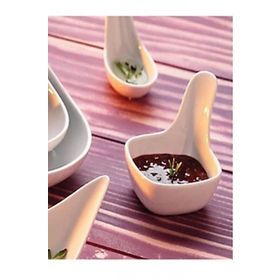 Kütahya Porselen Tavola 7 cm Mini Kare Kaşık 3'lü Sosluk Reçellik Kahvaltı Tabağı