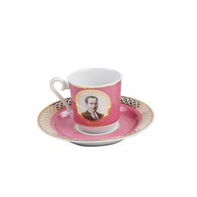 Kütahya Porselen Tek Kişilik Pembe Atatürk Fincan Takımı
