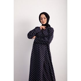Kutay Collection Puantiye Desenli Yandan Bağlamalı Siyah Kadın Namaz Elbisesi