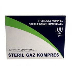 Kuteks Steril 7,5 cmx7,5 cm 4 Kat 100'lük (5x20) Gaz Kompres