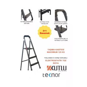 Kutlu Dayanıklı 2+1 Metal Basamaklı Merdiven
