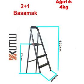 Kutlu Dayanıklı 2+1 Metal Basamaklı Merdiven