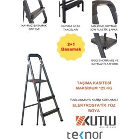 Kutlu Dayanıklı 2+1 Metal Basamaklı Merdiven