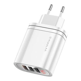 Kuulaa 3 USB QC3.0 PD 30W Hızlı Şarj Dijital Ekran Beyaz Şarj Başlık