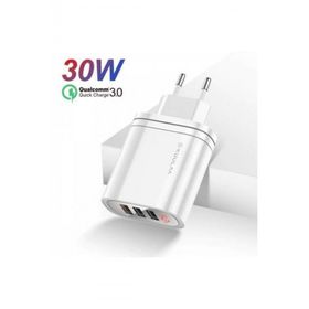 Kuulaa QC3.0+PD 30 W 3 USB Girişli Dijital Ekran Hızlı Şarj Başlığı