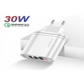 Kuulaa QC3.0+PD 30 W 3 USB Girişli Dijital Ekran Hızlı Şarj Başlığı